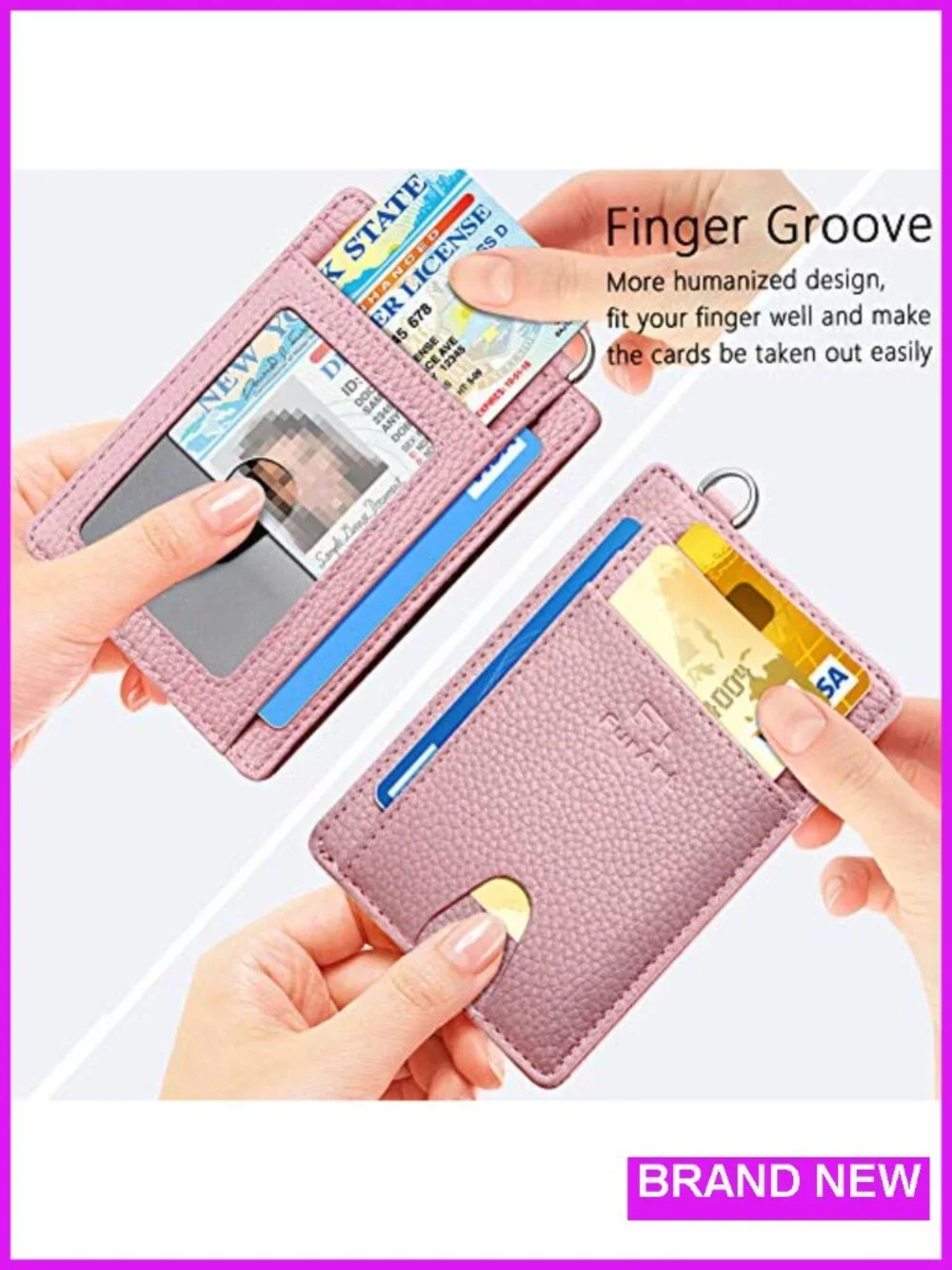 Ultra Slim RFID Blocking Minimalist Wallet with ID Window